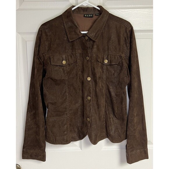 ELCC Womens Jacket Snakeskin Print Style Large Brown tones - Picture 1 of 6